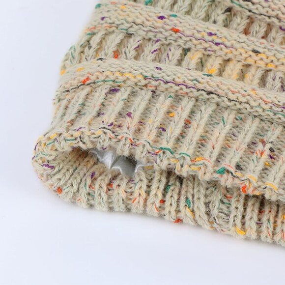 Satin Lined Knit Beanie Hats for Women Men Thick Warm Unisex Slouchy Winter Cap - Picture 3 of 6